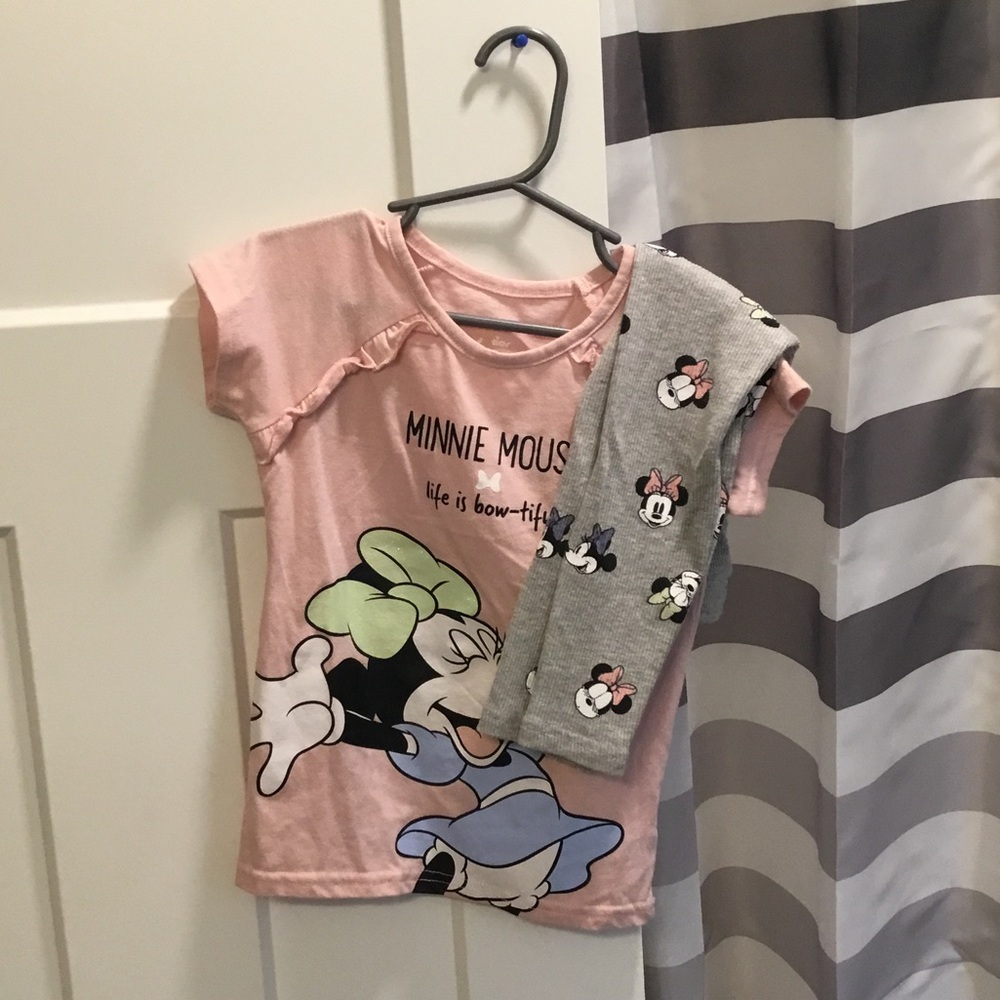 Disney Minnie Mouse Pink and Gray Pajama Set